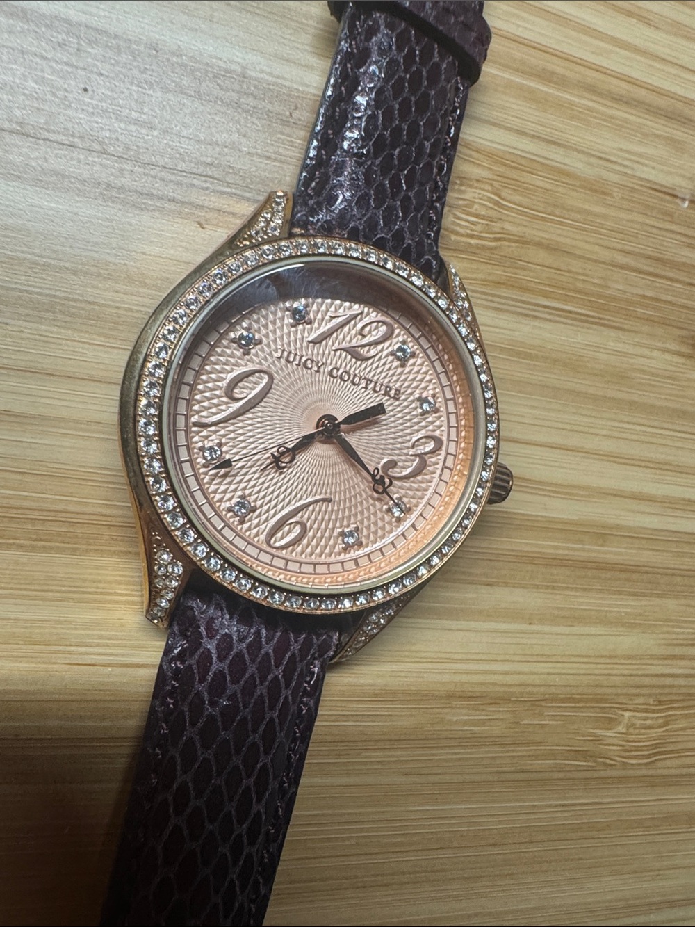 Juicy Couture Rose Gold Dial Watch with Brown Textured Strap